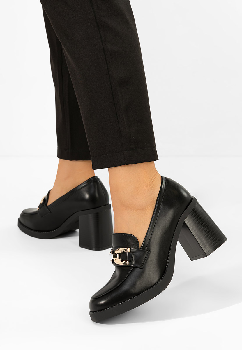 Loafers γυναικεια με τακουνι Zienna μαύρα