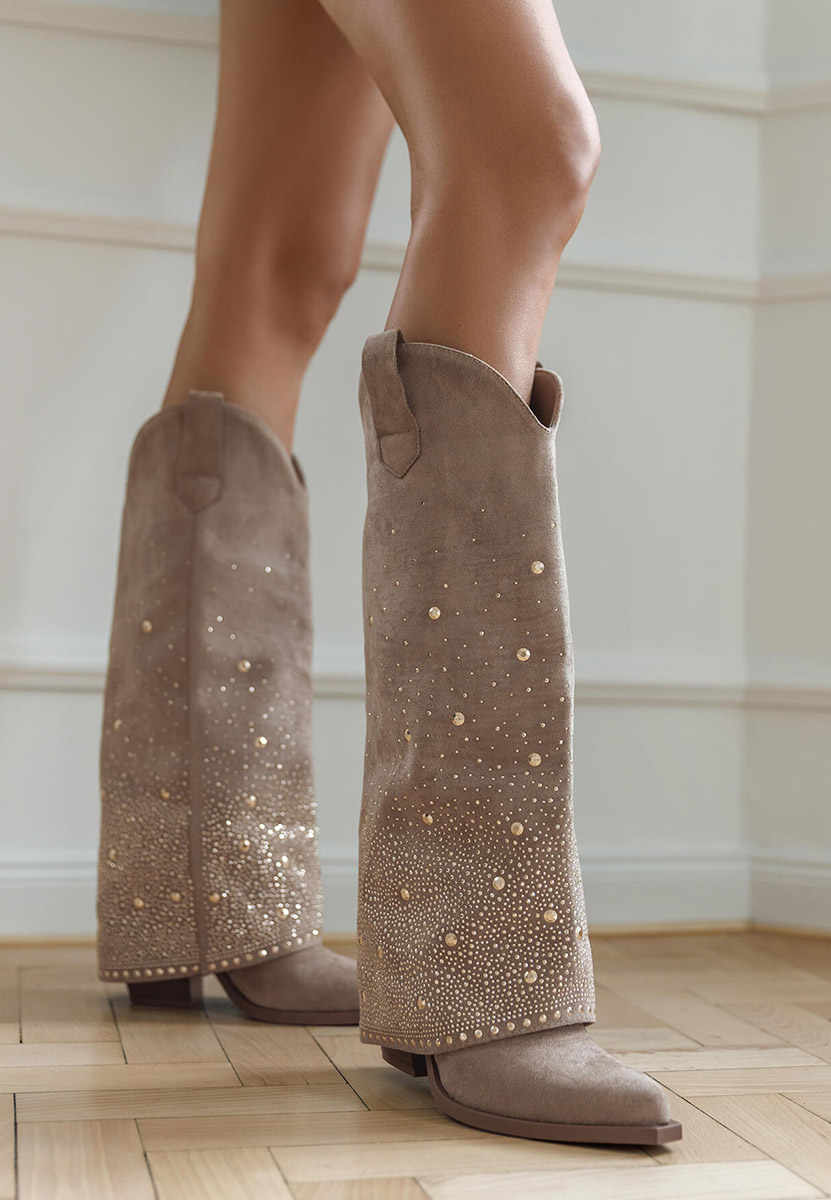 Μπότες με χοντρό τακούνι Millie χακι