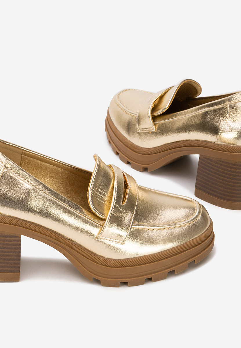 Loafers γυναικεια με τακουνι Patritia χρυσο