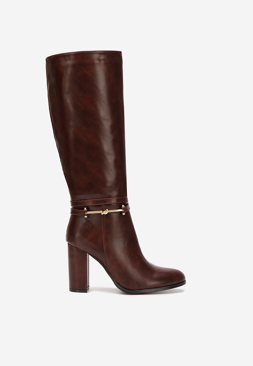 Μπότες με χοντρό τακούνι Dresara μπορντό