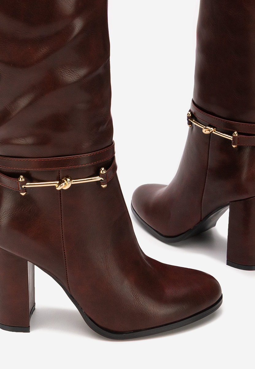 Μπότες με χοντρό τακούνι Dresara μπορντό
