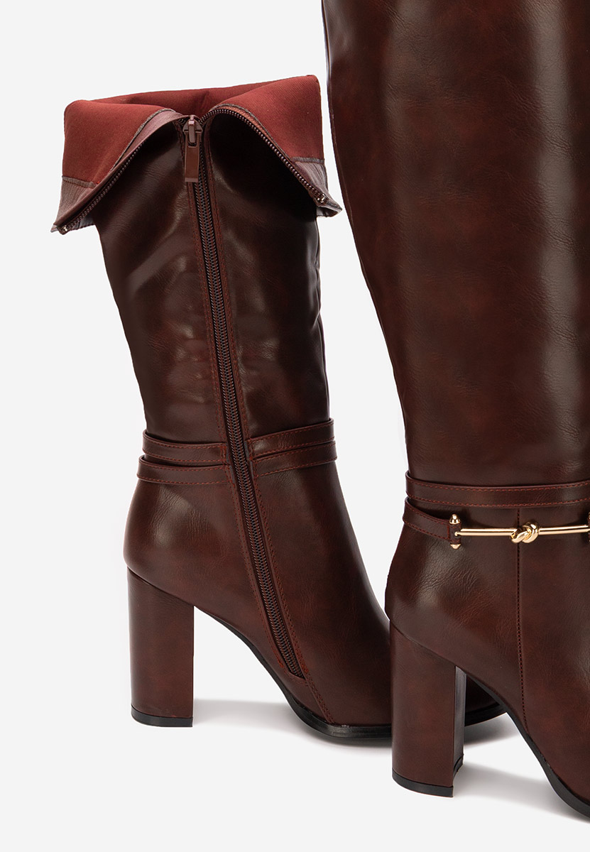 Μπότες με χοντρό τακούνι Dresara μπορντό
