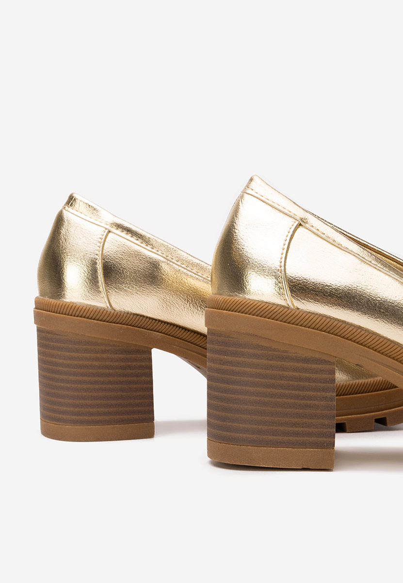 Loafers γυναικεια με τακουνι Patritia χρυσο