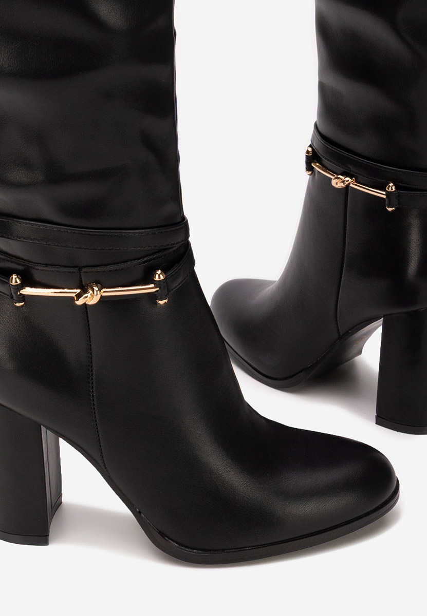 Μπότες με χοντρό τακούνι Dresara Μαύρα