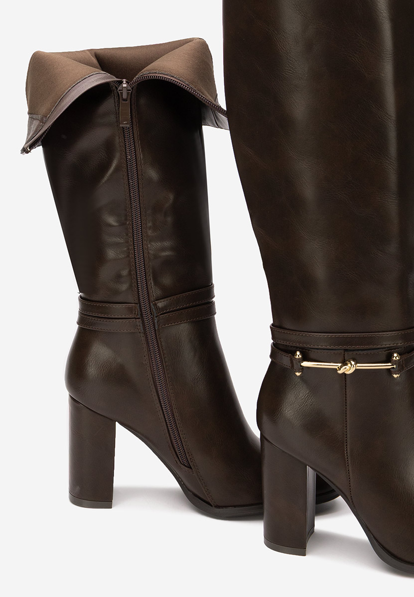 Μπότες με χοντρό τακούνι Dresara καφε