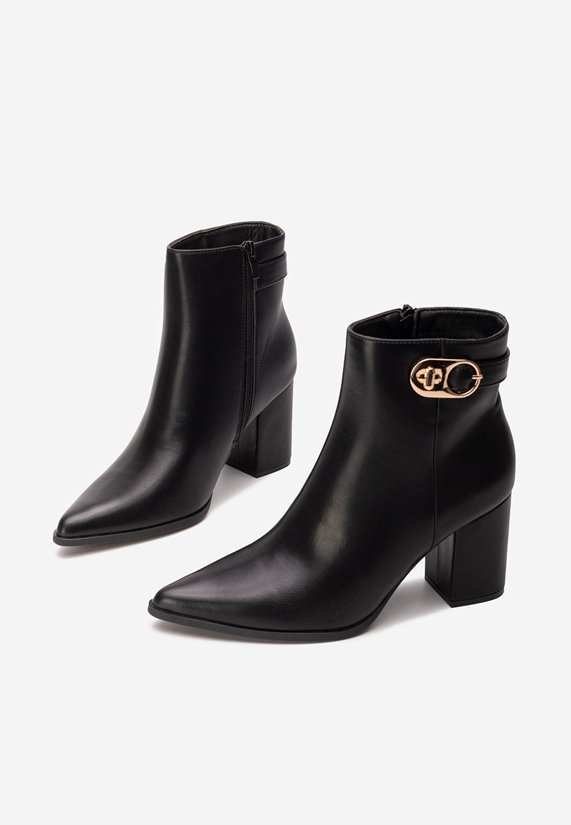 Μποτάκια με χοντρό τακούνι Rovina Μαύρα