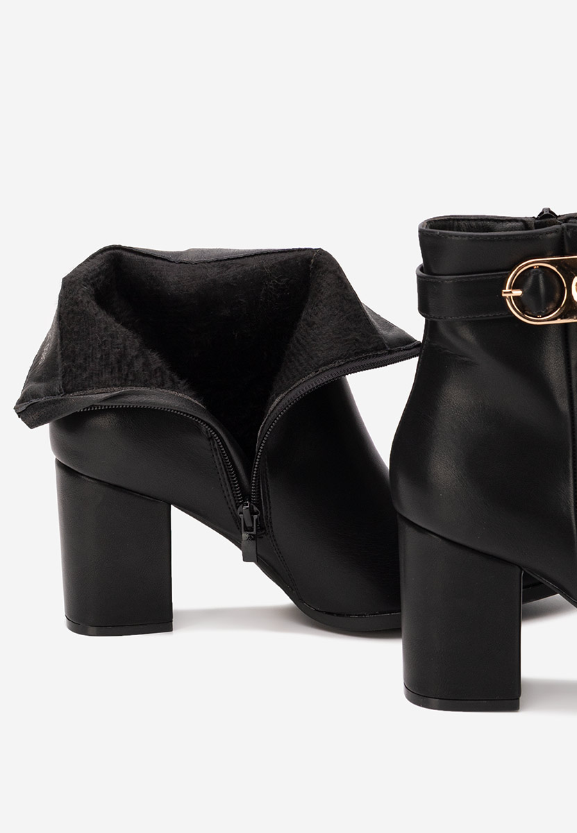 Μποτάκια με χοντρό τακούνι Rovina Μαύρα