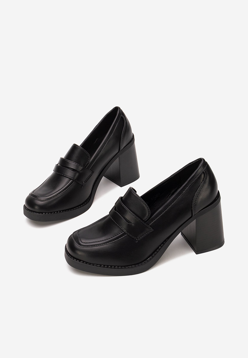 Loafers γυναικεια με τακουνι Zenova μαύρα