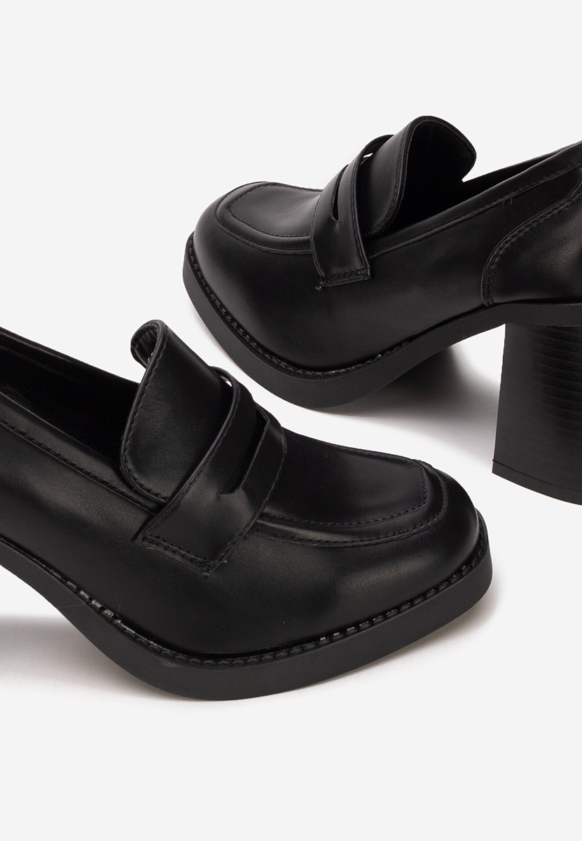 Loafers γυναικεια με τακουνι Zenova μαύρα
