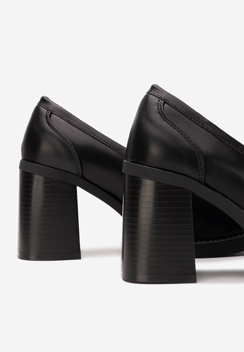 Loafers γυναικεια με τακουνι Zenova μαύρα