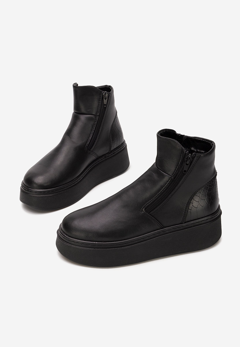 Γυναικεία δερμάτινα μποτάκια Andiora V2 Μαύρα