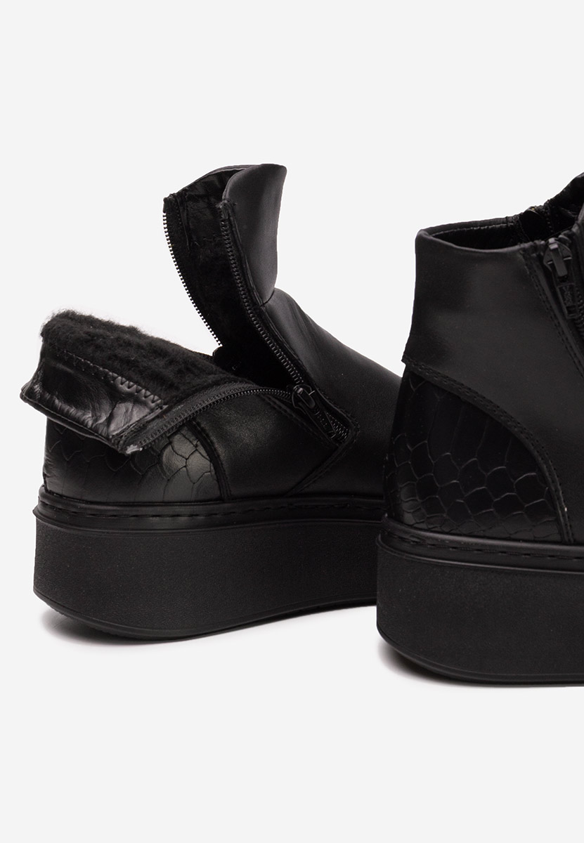 Γυναικεία δερμάτινα μποτάκια Andiora V2 Μαύρα