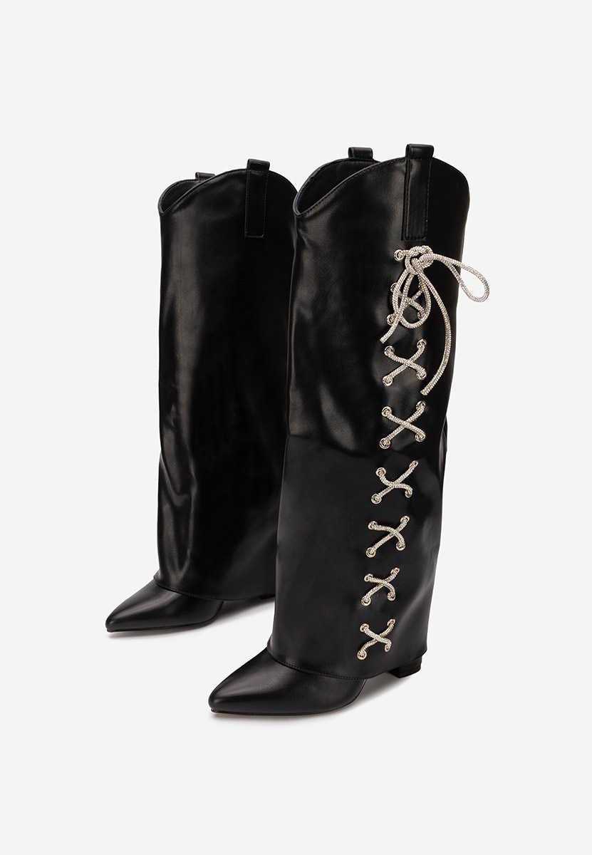 Μπότες με χοντρό τακούνι Patrisia Μαύρα