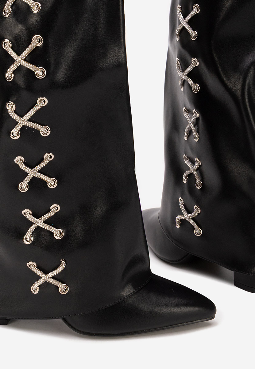 Μπότες με χοντρό τακούνι Patrisia Μαύρα