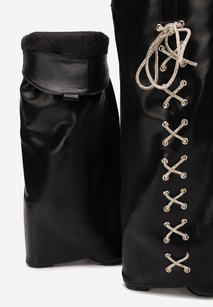 Μπότες με χοντρό τακούνι Patrisia Μαύρα