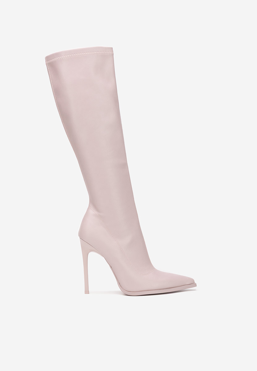 Ψηλές μπότες με λεπτό τακούνι Larisia μωβ