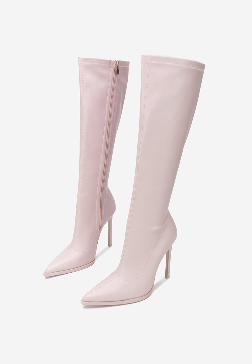 Ψηλές μπότες με λεπτό τακούνι Larisia μωβ