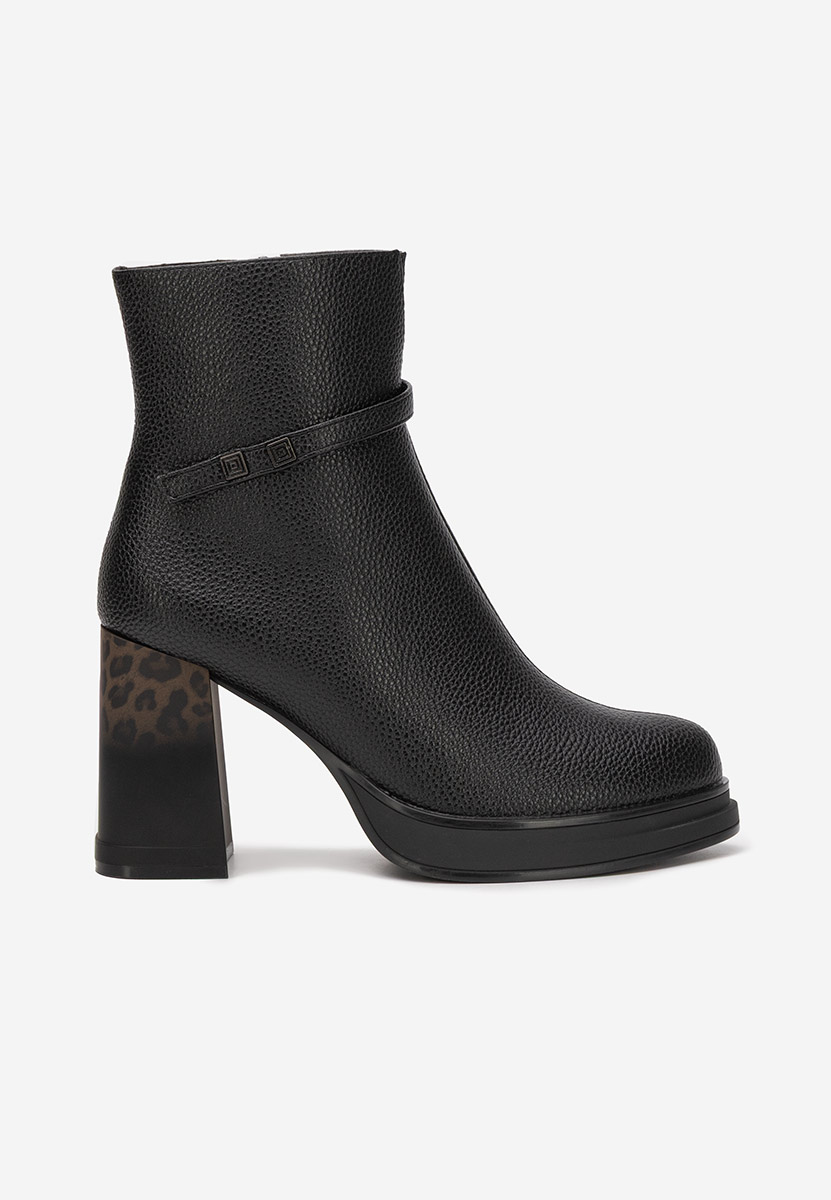 Μποτάκια με χοντρό τακούνι Rannia Μαύρα