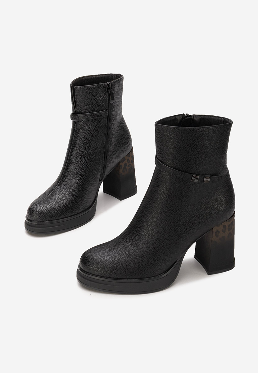 Μποτάκια με χοντρό τακούνι Rannia Μαύρα