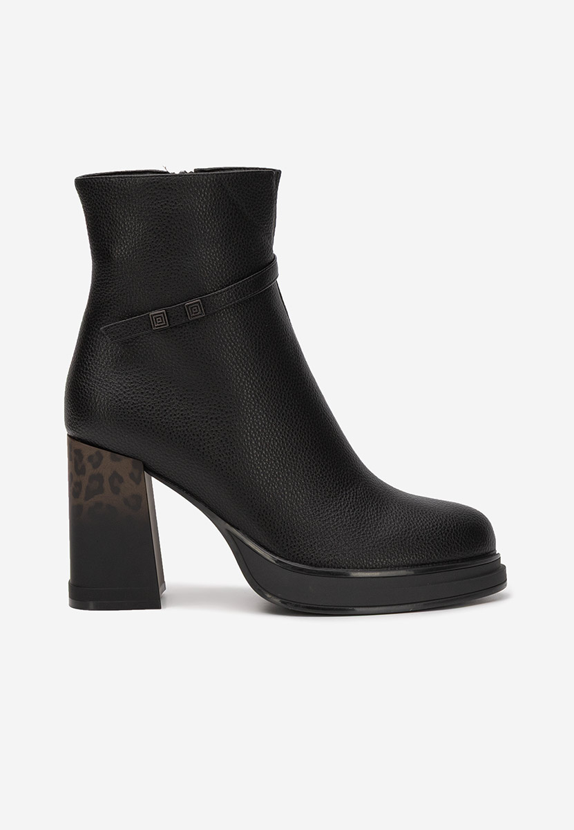 Μποτάκια με χοντρό τακούνι Rannia V2 Μαύρα