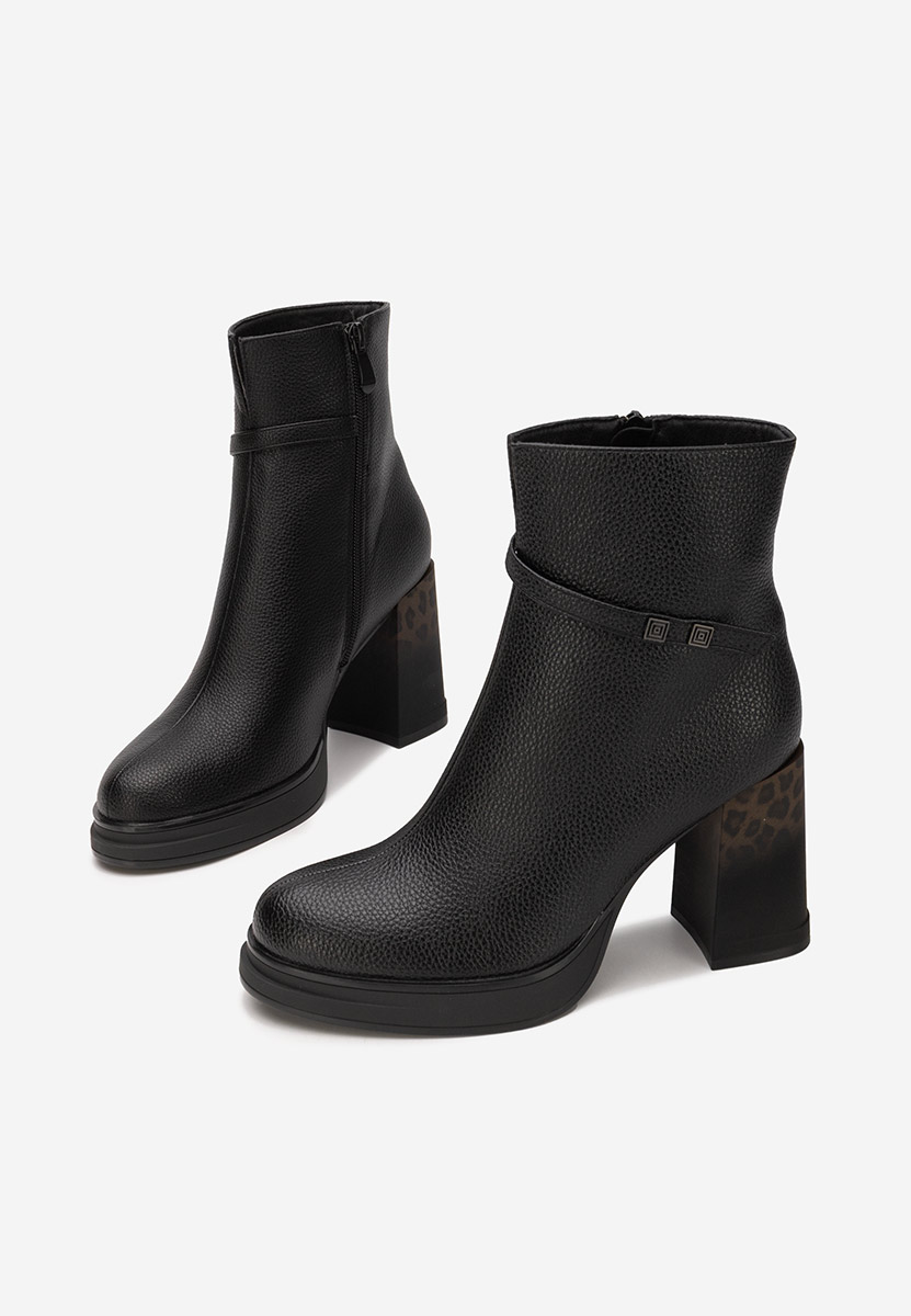 Μποτάκια με χοντρό τακούνι Rannia V2 Μαύρα