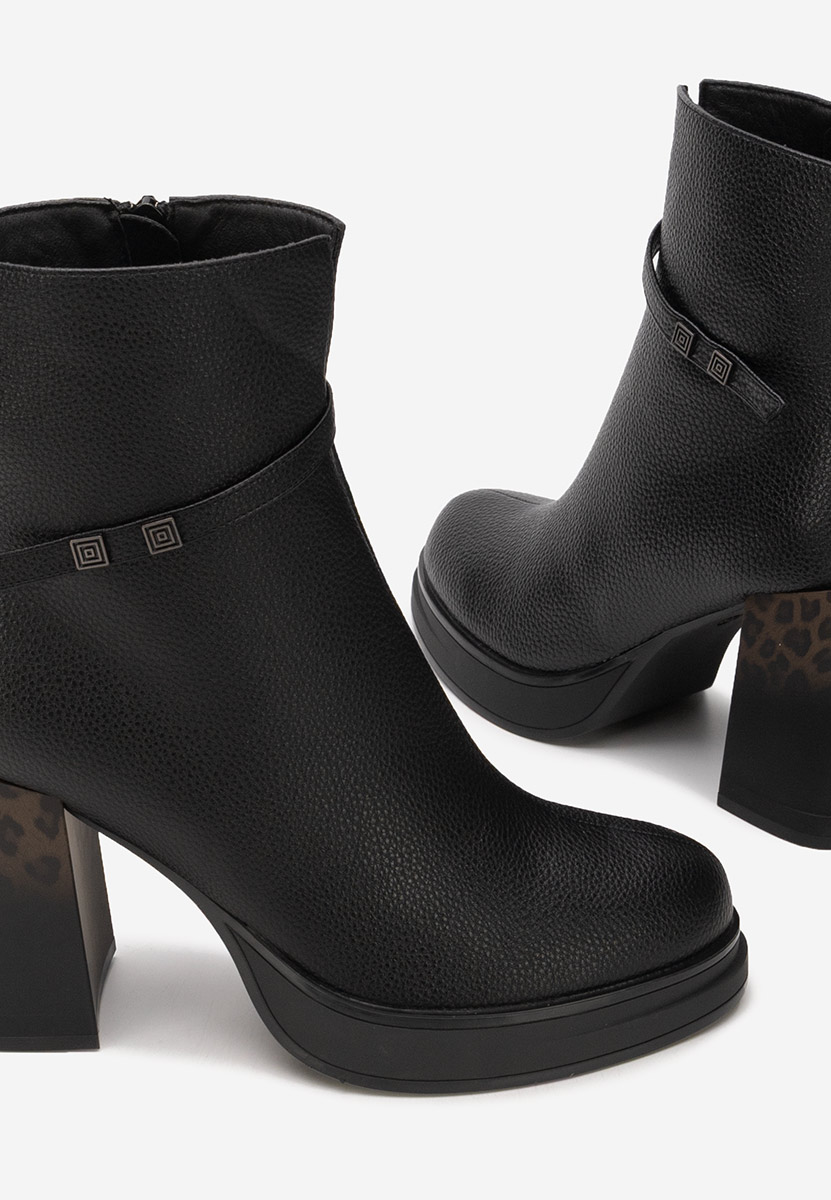 Μποτάκια με χοντρό τακούνι Rannia V2 Μαύρα