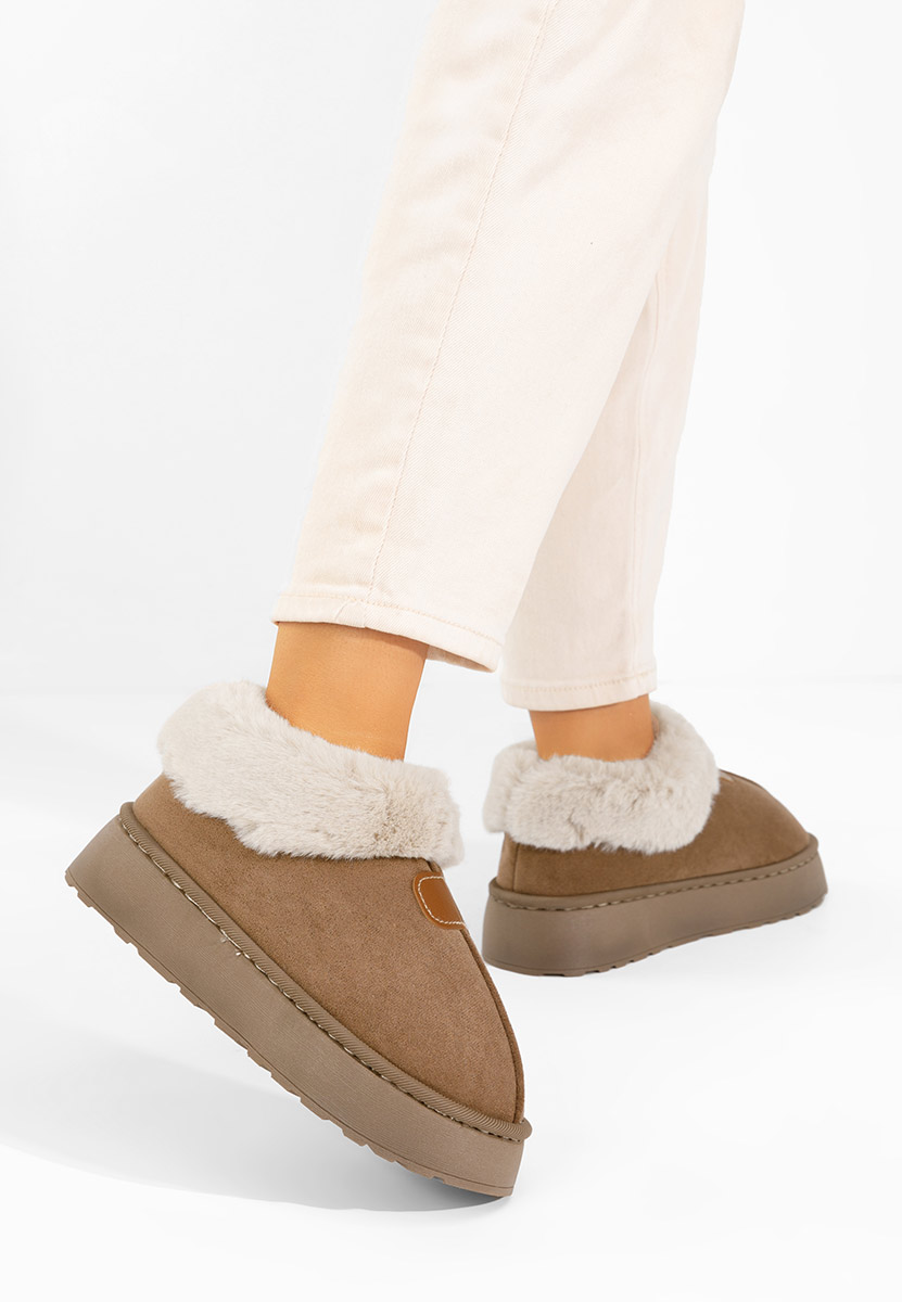 Mποτάκια πλατφόρμα Elarva καφε