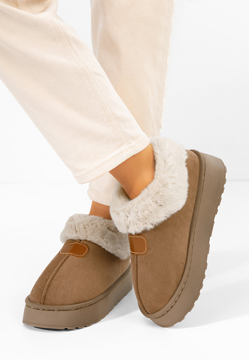 Mποτάκια πλατφόρμα Elarva καφε