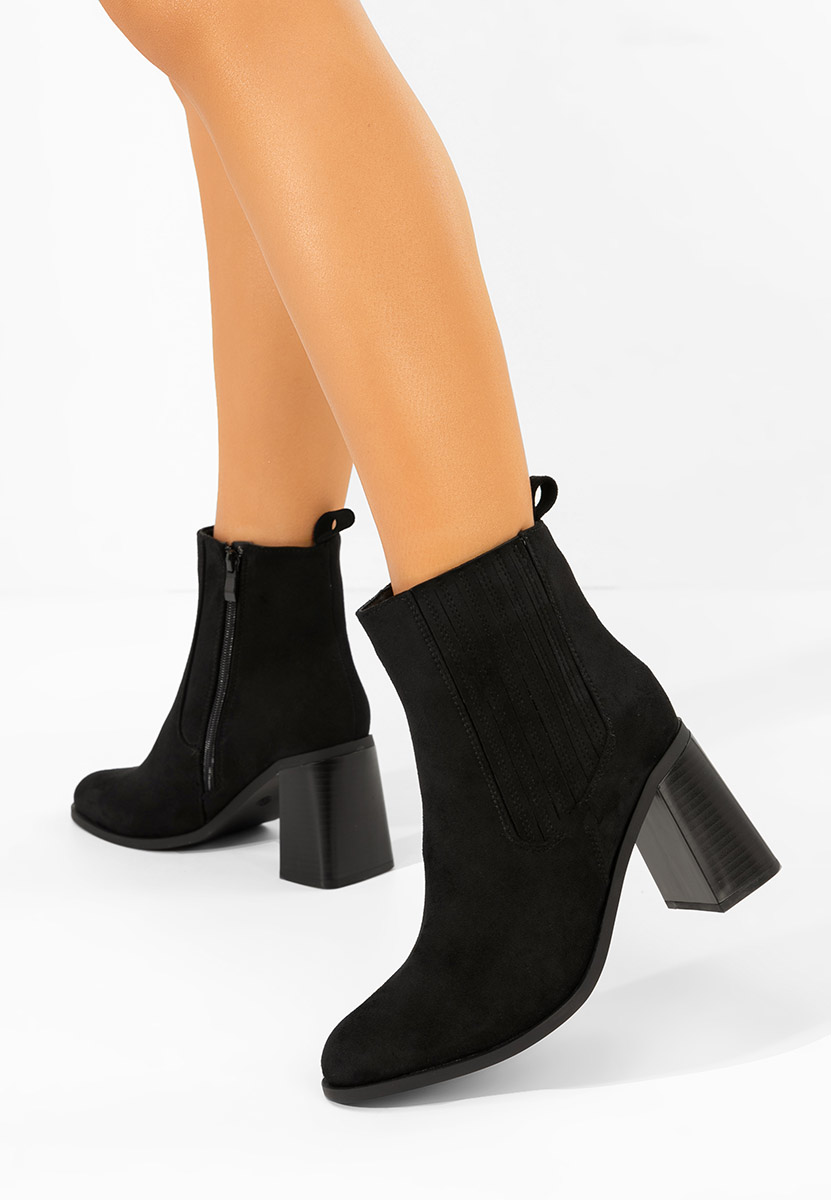 Μποτάκια με χοντρό τακούνι Elowyn Μαύρα