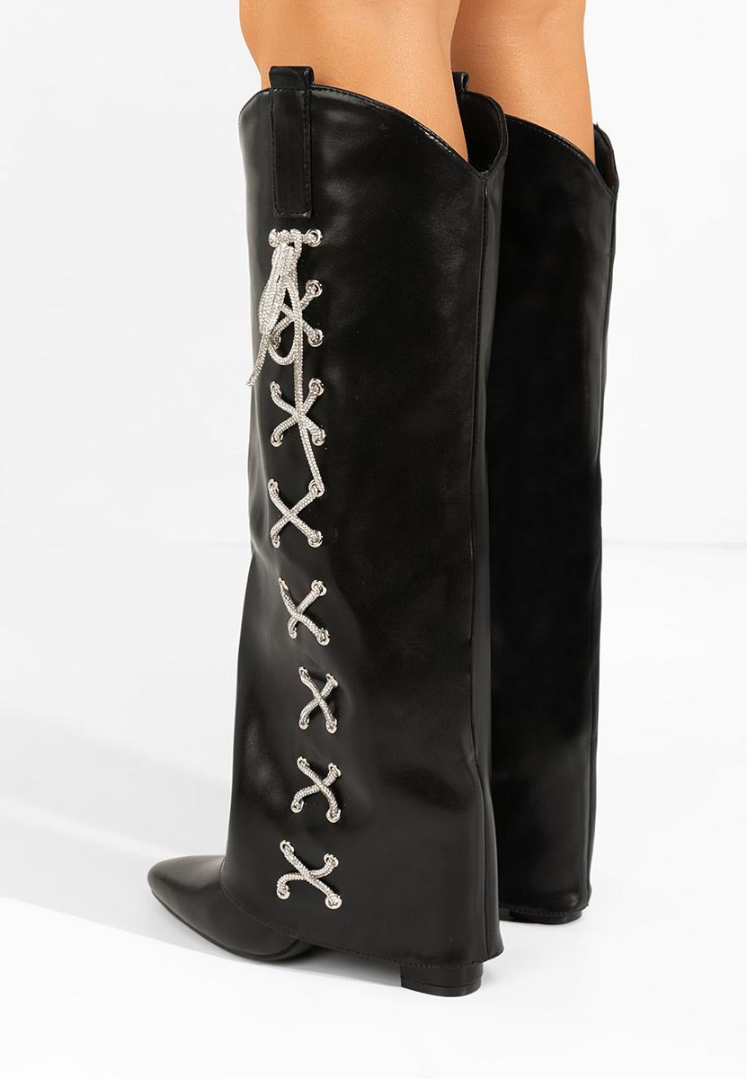 Μπότες με χοντρό τακούνι Patrisia Μαύρα