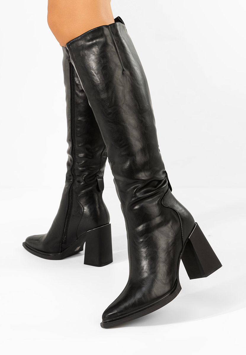 Μπότες με χοντρό τακούνι Ricardia Μαύρα