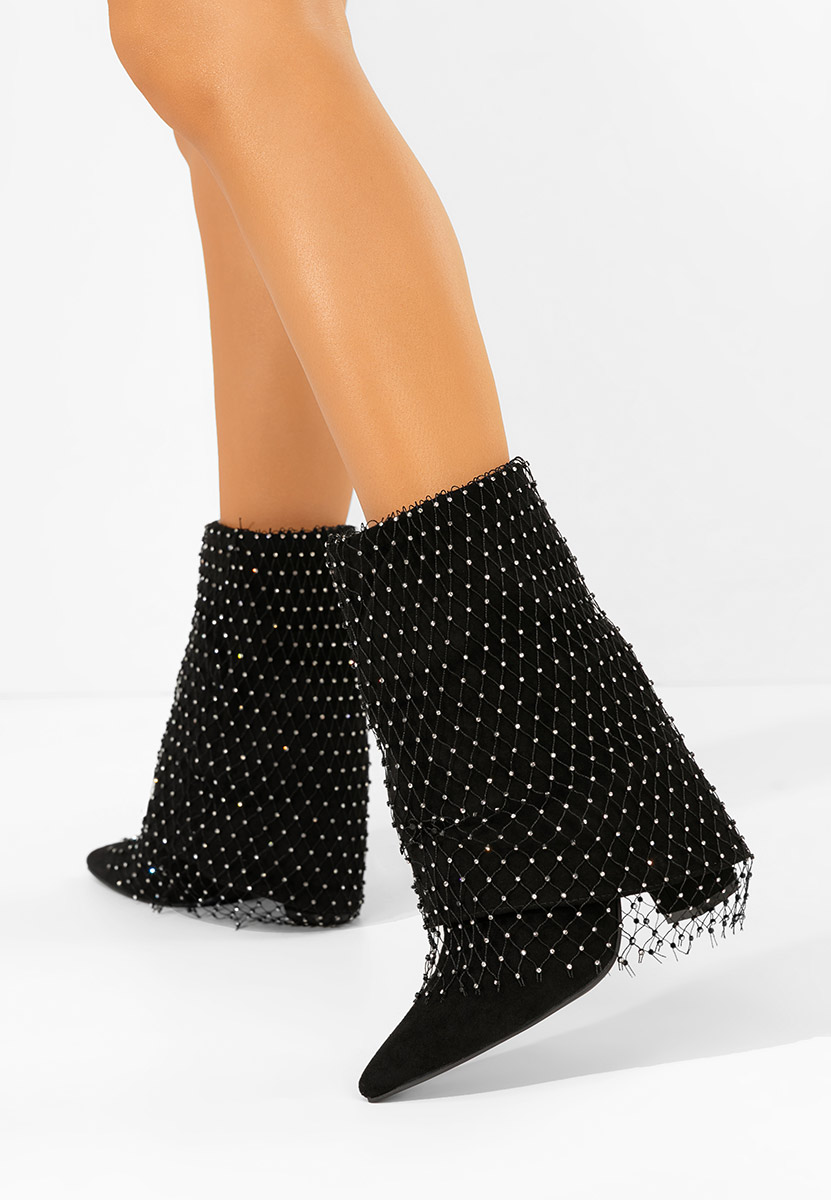 Μποτάκια με χοντρό τακούνι Almaria Μαύρα