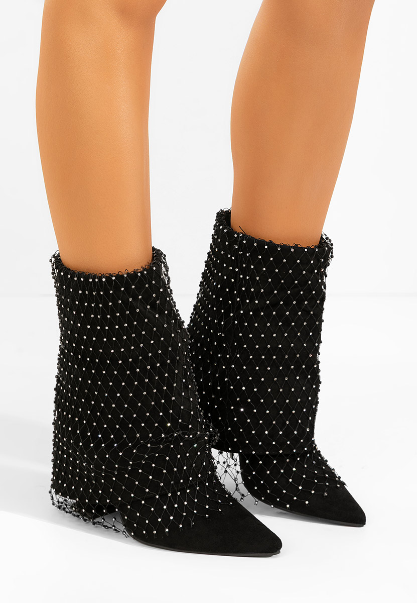 Μποτάκια με χοντρό τακούνι Almaria Μαύρα