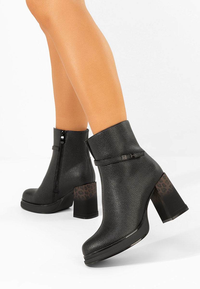 Μποτάκια με χοντρό τακούνι Rannia V2 Μαύρα