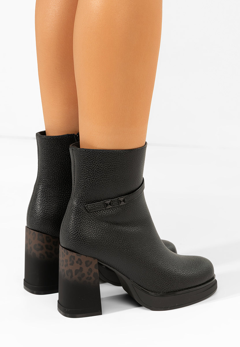 Μποτάκια με χοντρό τακούνι Rannia V2 Μαύρα