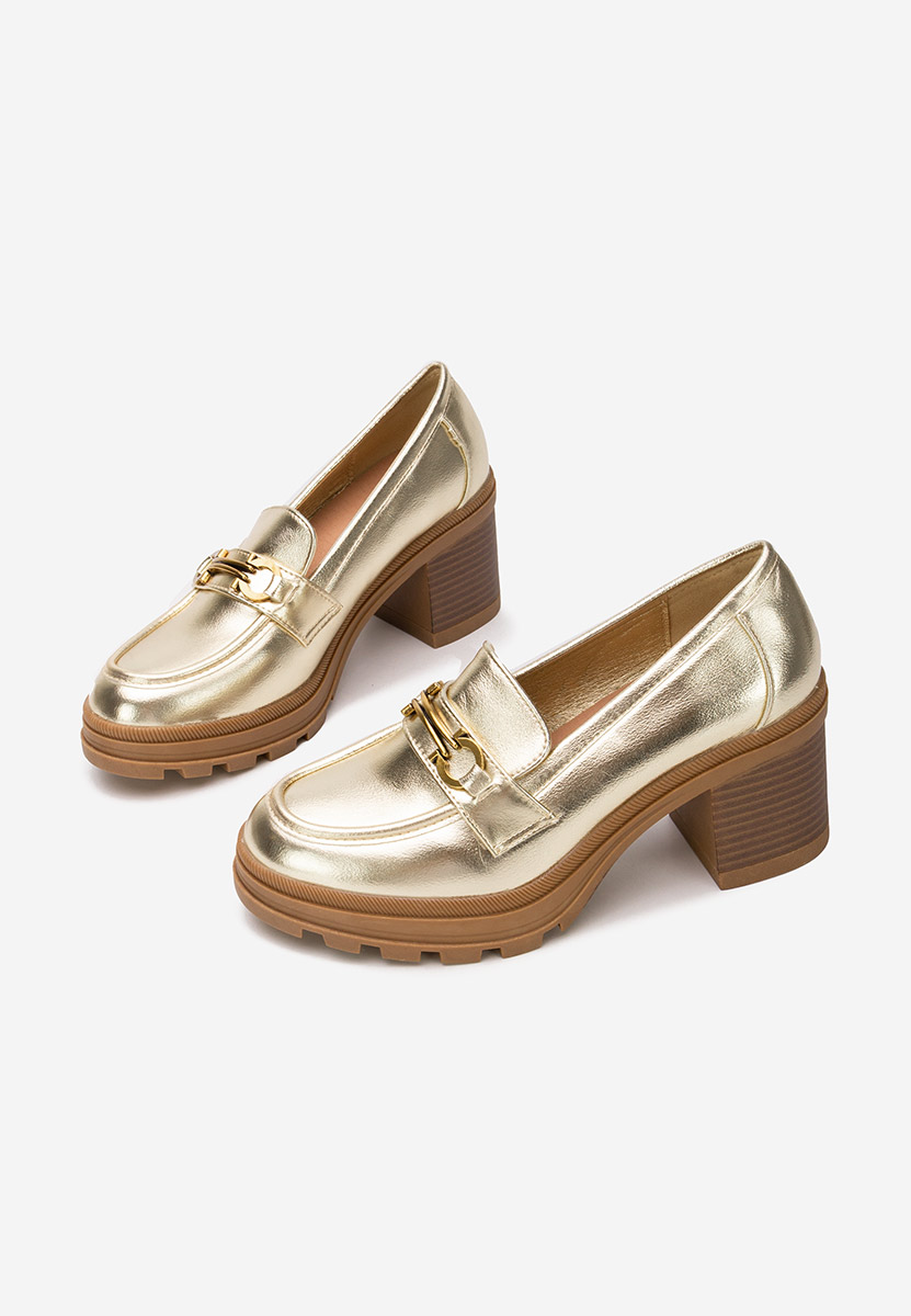 Loafers γυναικεια με τακουνι Nakata χρυσο