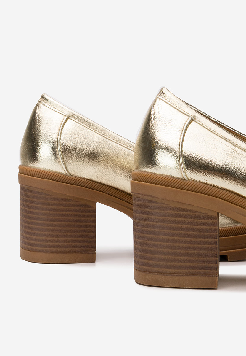 Loafers γυναικεια με τακουνι Nakata χρυσο