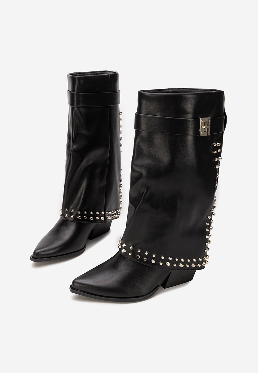 Μπότες με χοντρό τακούνι Naielia Μαύρα