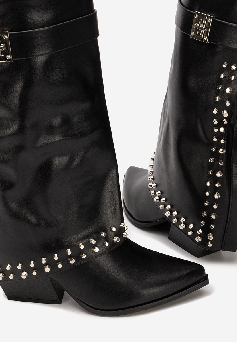 Μπότες με χοντρό τακούνι Naielia Μαύρα