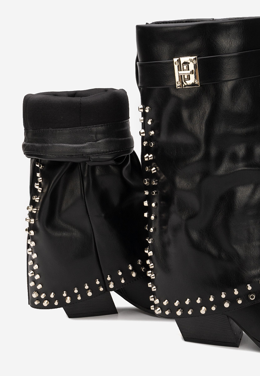 Μπότες με χοντρό τακούνι Naielia Μαύρα