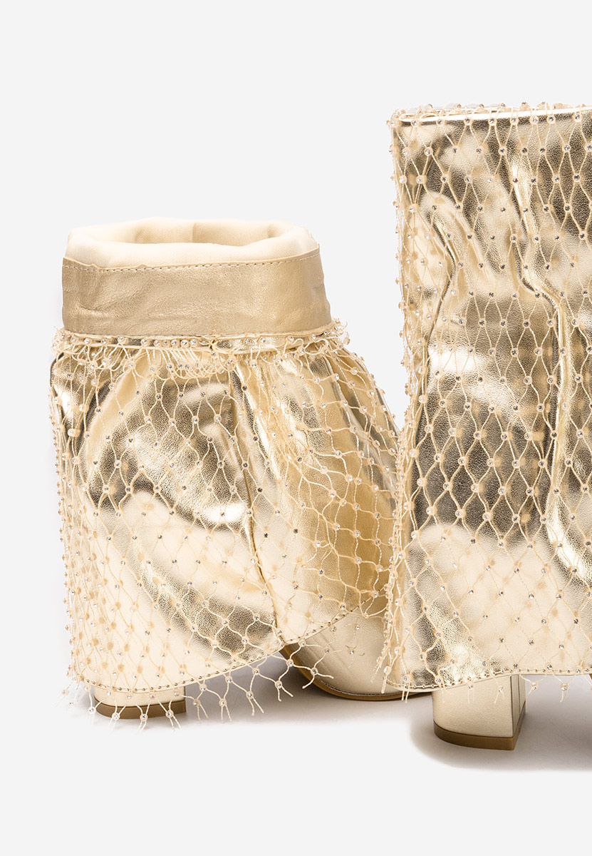 Μποτάκια με χοντρό τακούνι Almaria V2 χρυσα