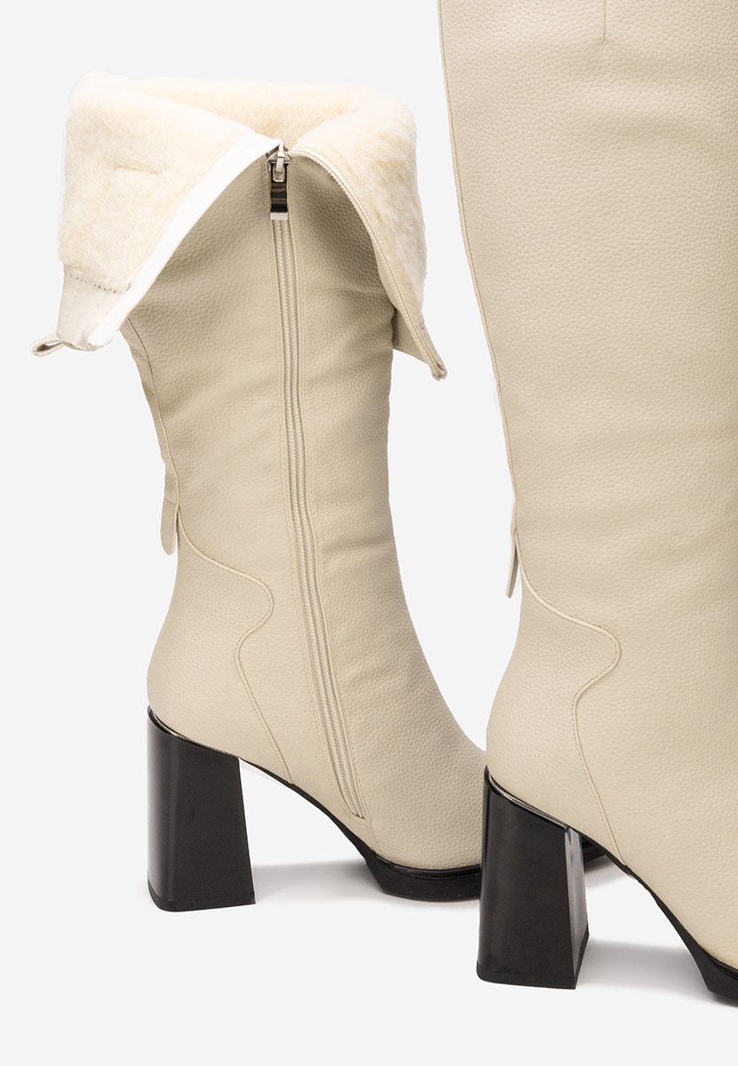 Μπότες με χοντρό τακούνι Ricardia μπεζ