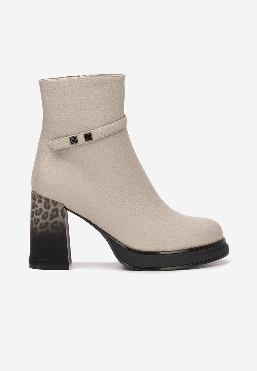 Μποτάκια με χοντρό τακούνι Rannia γκρι