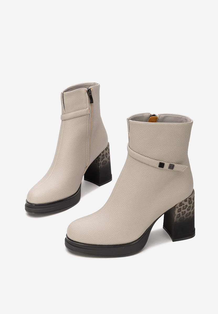 Μποτάκια με χοντρό τακούνι Rannia γκρι