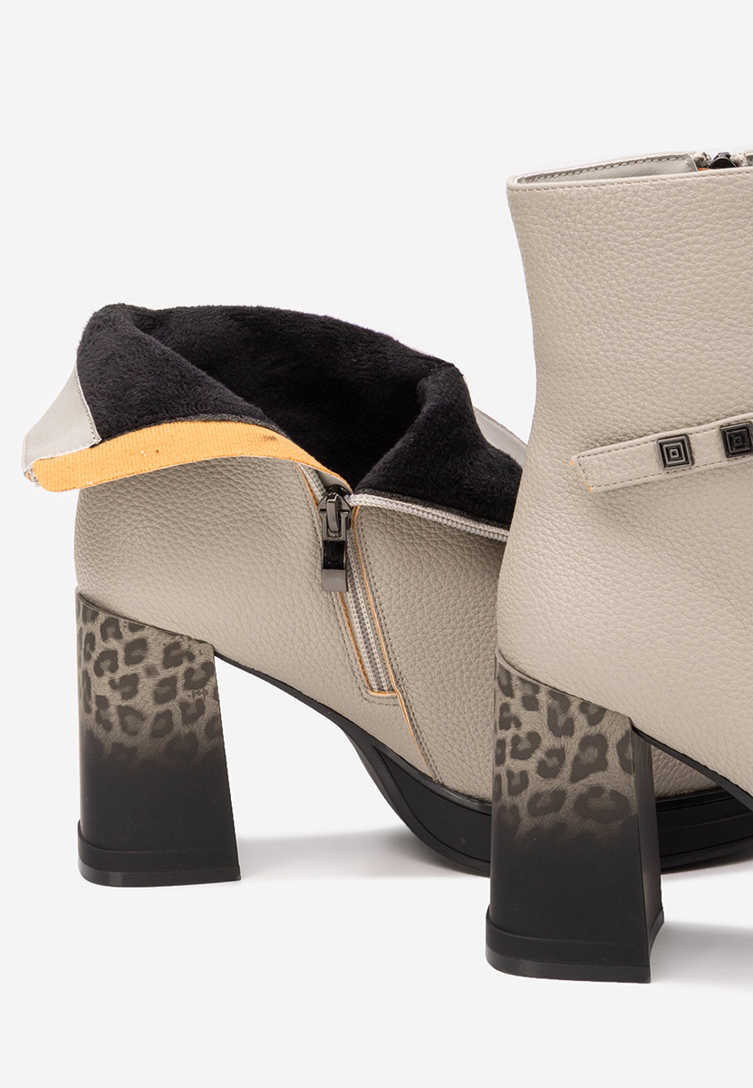 Μποτάκια με χοντρό τακούνι Rannia γκρι