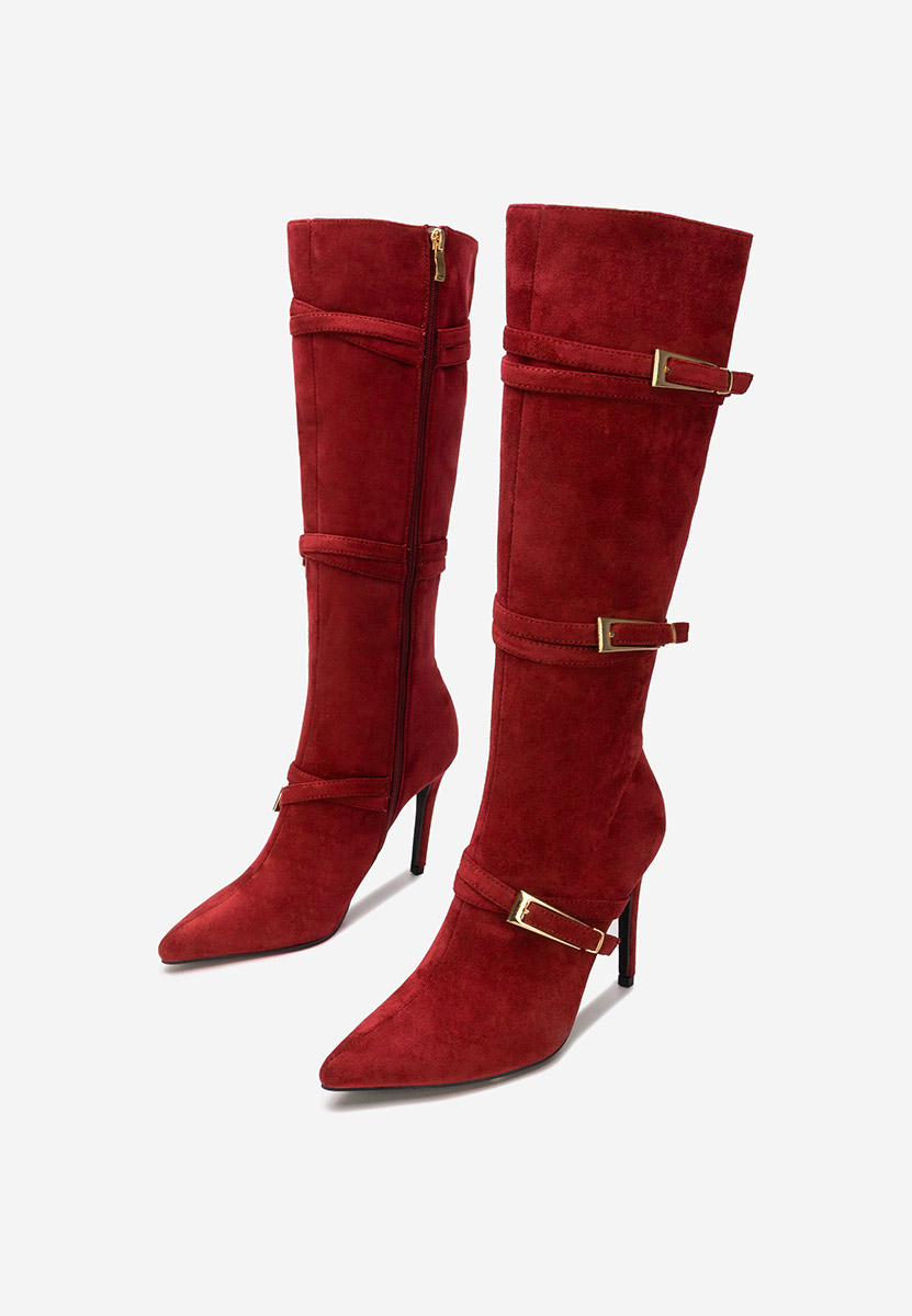 Μπότες με λεπτό τακούνι Ernesia μπορντό