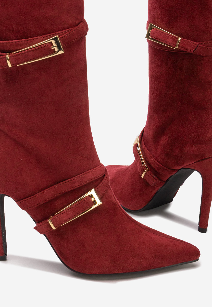 Μπότες με λεπτό τακούνι Ernesia μπορντό