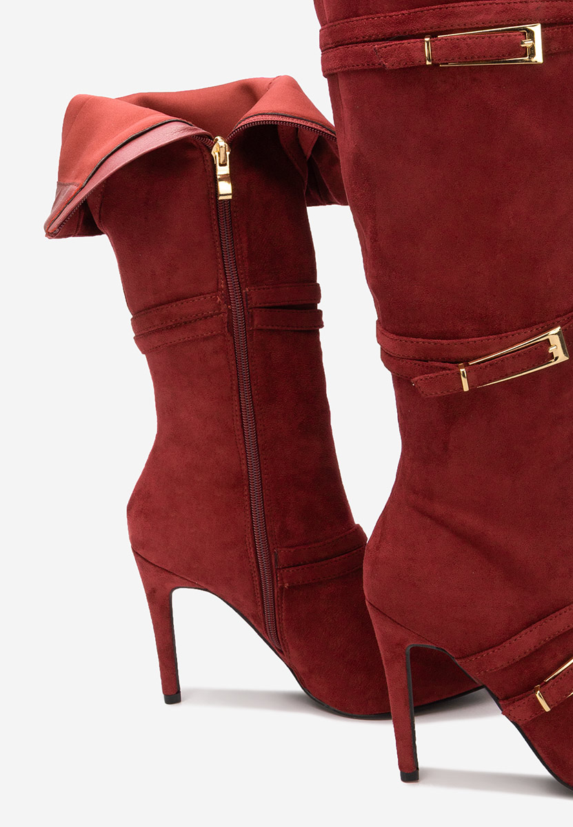 Μπότες με λεπτό τακούνι Ernesia μπορντό