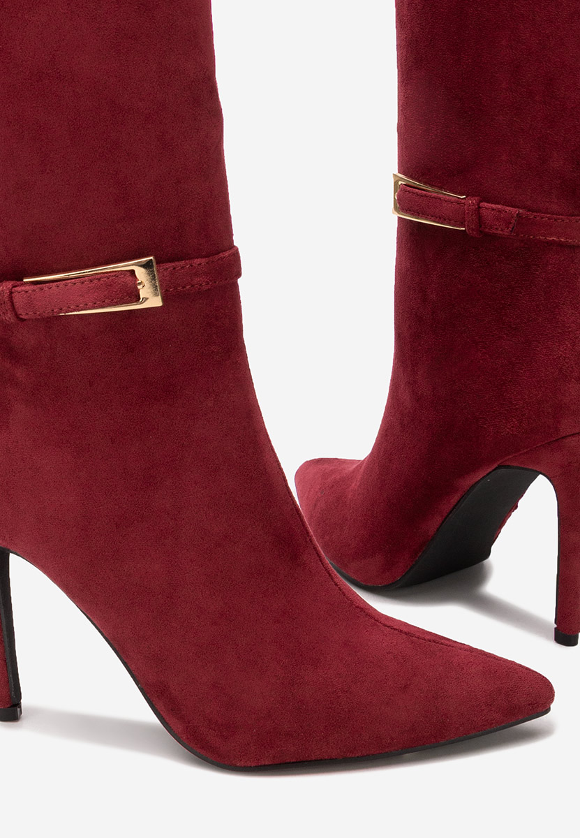 Μπότες με λεπτό τακούνι Narcisia μπορντό