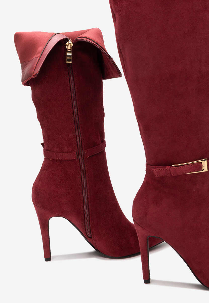 Μπότες με λεπτό τακούνι Narcisia μπορντό
